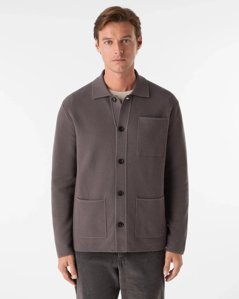 Oliver Sweeney Kingsbridge Mens Combed Cotton Overshirt - Mole - Image 1 of 1