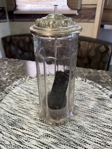 Antiguo soporte de pajita de vidrio de la depresión temprana (esterilizar herramientas de odontología/barbería) - Imagen 1 de 7