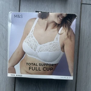 M&S NON WIRED FULL CUP TOTAL SUPPORT BRA WHITE BOXED MARKS SPENCER - Picture 1 of 4