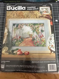 Bucilla Counted Cross Stitch Kit Garden Arbor 41068 New & Unopened 14” X 10” - Picture 1 of 3