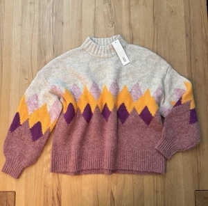 Neu Edc By Esprit Damen Flauschiger Wolle Mix Norweger Pullover RautenGr. M - Bild 1 von 3