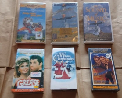 Lot Of 6 NEW SEALED VHS VIDEO TAPES Sound of Music Grease Chitty Bang Christmas  Foto 1 de 4