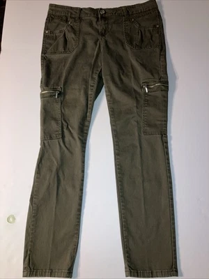 Pantalones cargo mujer CASI FAMOSOS 16 Olive Drab tiro bajo 36x30 pulgadas Foto 1 de 4