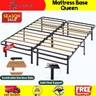 Foldable Mattress Base With Bamboo Slats Queen Bed Frame 350kg Metal Platform