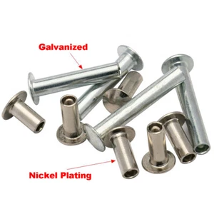 Carbon Steel Galvanized / Nickel Plated Flat Round Head Semi Hollow Rivet  M2-M6 - Picture 1 of 7