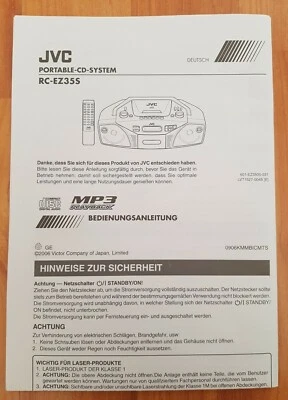 Bedienungsanleitung für JVC RC-EZ355 CD Player Gebrauchsanleitung - Bild 1 von 2