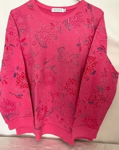 NEW! Pink Floral Cotton Sweatshirt - L - Picture 1 of 4