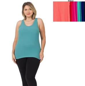 Women's Plus Size Ribbed Racerback Tank Top 1X 2X 3X - Picture 1 of 7