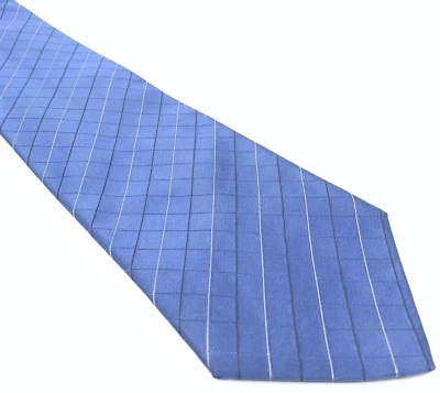Corbata Calvin Klein Hombre 60” X 4” Azul Seda Geométrica Cuadrados Traje Formal Foto 1 de 3