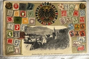 GERMAN STATES 1800'S EMBOSSED STAMP ON STAMP POSTCARD STAMPS ON STAMPS -P17738 - Picture 1 of 1