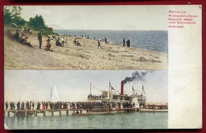 Postal de vapor Beach Minnesota Point Duluth Excursion - Imagen 1 de 2