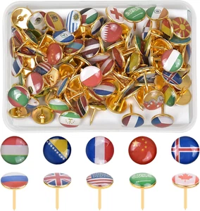 100 STK Dekorative Reißzwecken, 10mm Nationalflagge Pinnwand Nadeln, Pinnnadeln  - Bild 1 von 7