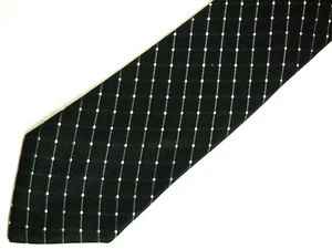 Geoffrey Beene Mens Necktie Tie Black Grey Checkered 60" Career - Picture 1 of 4