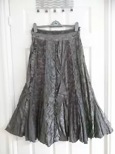 PER UNA GREY CRINKLE CRINKLE LACE EMBELLISHED PANEL STEAMPUNK BOHO MAXI SKIRT 10 - Picture 1 of 8