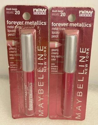 (2) MAYBELLINE Forever Metallics Metal Shine Lipcolor Pencil #20 Blush Beam - image 1 of 3