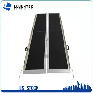 7ft Portable Non-Slip Aluminum Folding Handicap Ramp Scooter Ramp New - Picture 1 of 13