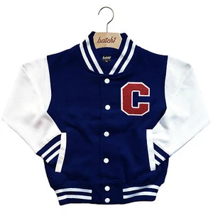 KIDS VARSITY BASEBALL JACKET PERSONALISED WITH GENUINE US COLLEGE LETTER C - Picture 1 of 2