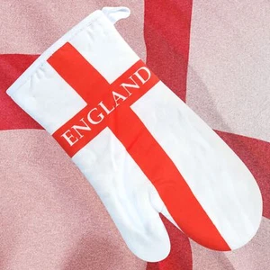 ENGLAND OVEN GLOVE St. Georges Flag Design Machine Washable Quilted Mitt BBQ UK - Picture 1 of 7