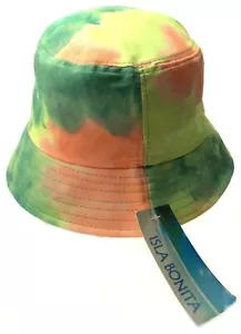 Bucket Hat Tie Die Green Yellow Pink One Size Summer Beach Camping Visor Cotton - Picture 1 of 2