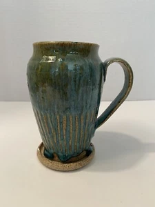 Hand Thrown Drip Pottery Mug 16oz - Picture 1 of 12