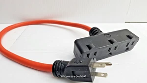 New 25-Inch Extension Cord Pigtail Orange 3-Way Triple Tap 12 AWG AB - Picture 1 of 4