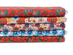 Poppy Cotton Fabric Remembrance 'Sweet William' Organic Quilting Dressmaking - Picture 1 of 11