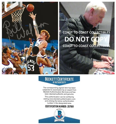 Bill Walton Firmado Los Angeles Clippers Baloncesto 8x10 Prueba Fotográfica Beckett Certificado de Autenticidad Foto 1 de 4