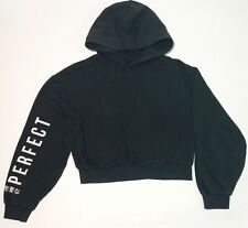 Terranova Black Sweatshirt Cropped Hoodie Print Logo 'Be Perfect' Women's Size S