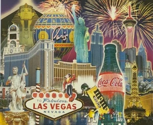 Las Vegas Strip Hotels Casino Postcard Nevada Coke M&M - Picture 1 of 2