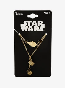 Disney Star Wars Millennium Falcon & Han Solo Dice Charm Layered Necklace NWT - Picture 1 of 3