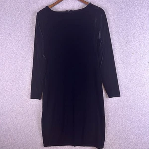 J.Crew Vestito Donna S Nero Velluto Manica Lunga Tubino Pullover Elasticizzato Cocktail - Foto 1 di 11