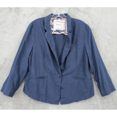 Куртка Anthropologie Cartonnier Jacket 12 Petite синяя клетчатая Chambray легкая на пуговицах - Изображение 1 из 4