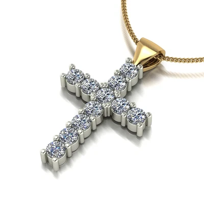 Diamond Pendant GLI HRD Round Cut 0.50 Ct Lab Grown 18k Multi Tone Gold Necklace - Image 1 of 4