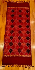 Women's Deep Red Indian Pashmina Multi-Colored Embroidered Wrap NEW with Tags! - Picture 1 of 5