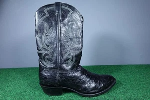 Botas de Vaquero Justin Ostrich Negras Punta Redonda Para Hombre - talla 13 D - Imagen 1 de 12
