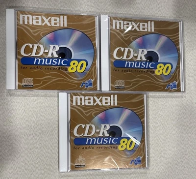MAXELL CD-R Compact Discs Audio Recordable 80 Minute 3 Discs -NEW - Image 1 of 2