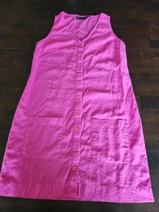 New York & Company Linen Blend Sleeveless Button Front Shift Dress Size M Pink - Picture 1 of 8