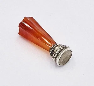 19TH CENTURY SOLID SILVER & AGATE INTAGLIO SEAL - SHIP / GALLEON MATRIX - Picture 1 of 7
