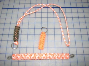*8" bracelet lanyard keychain set cobra paracord orange  survival preppers - Picture 1 of 1