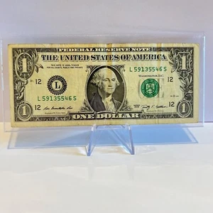 Inking Error $1 Dollar Bill Series 2009 (59135546) Fancy S/N * US Paper Currency - Picture 1 of 2