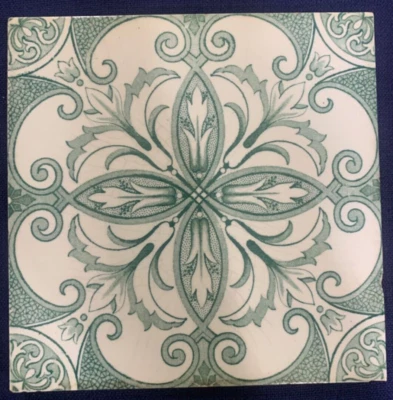 AZULEJOS DE INGLATERRA ART NOUVEAU 6X6 PULGADAS MAYÓLICA ANTIGUA SALPICADERO RARO Foto 1 de 3