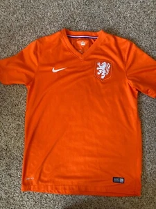 2014 Authentic NIKE Netherlands World Cup Jersey ORANGE Size Youth XL Dri Fit - Picture 1 of 4