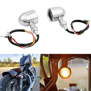 Luz de señal de giro LED cromada para motocicleta Harley Sportster Touring Road King - Imagen 1 de 12
