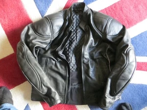 BTK Black leather mens bike jacket 38" chest see description - Picture 1 of 2