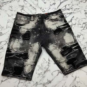 Pantalones cortos de mezclilla para hombre Makobi negros | blancos nuevos con etiquetas - Imagen 1 de 2