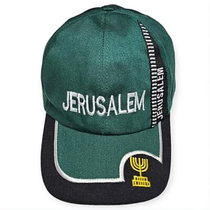Sombrero de recuerdo Jerusalén ajustable verde bordado poliéster gorra sin usar - Imagen 1 de 10