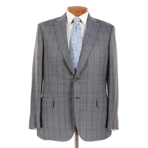 Brioni NWOT Sport Coat Size 42R In Gray Blue & Light Blue Plaid Cashmere Silk - Picture 1 of 8