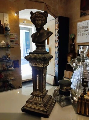 Hermes Statue Thermometer Bronze Brass Antique Rare Item - Image 1 of 4