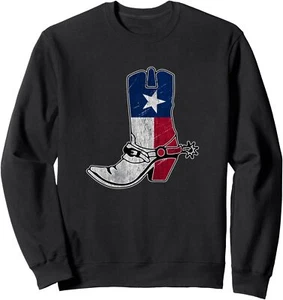 State Of Texas Flag Cowboy Boot Sweatshirt - Picture 1 of 8