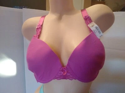 Бюстгальтер новый с Ярлыками винтажный JC Penney деликатесы SZ 42C малиновый розовый кружева деталь 1 1935 - Изображение 1 из 4